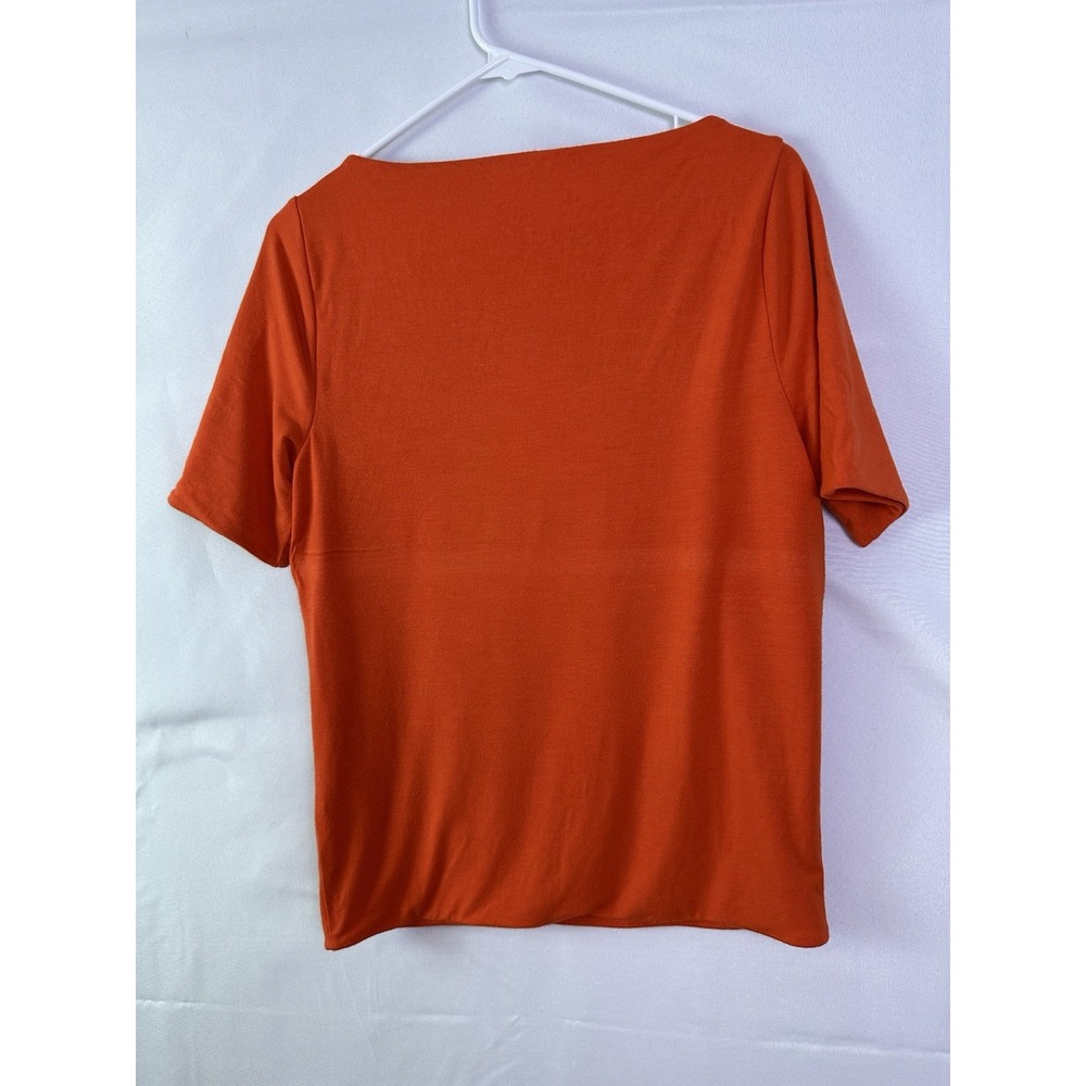 J.Crew Form Knit T-Shirt Women Sz M Crew Neck Short Sleeves Orange - Picture 3 of 9